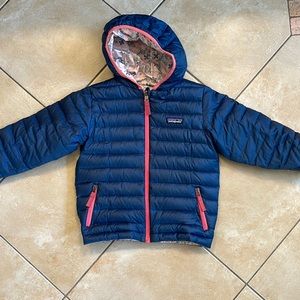 Patagonia Reversible Down Sweater Hoodie.